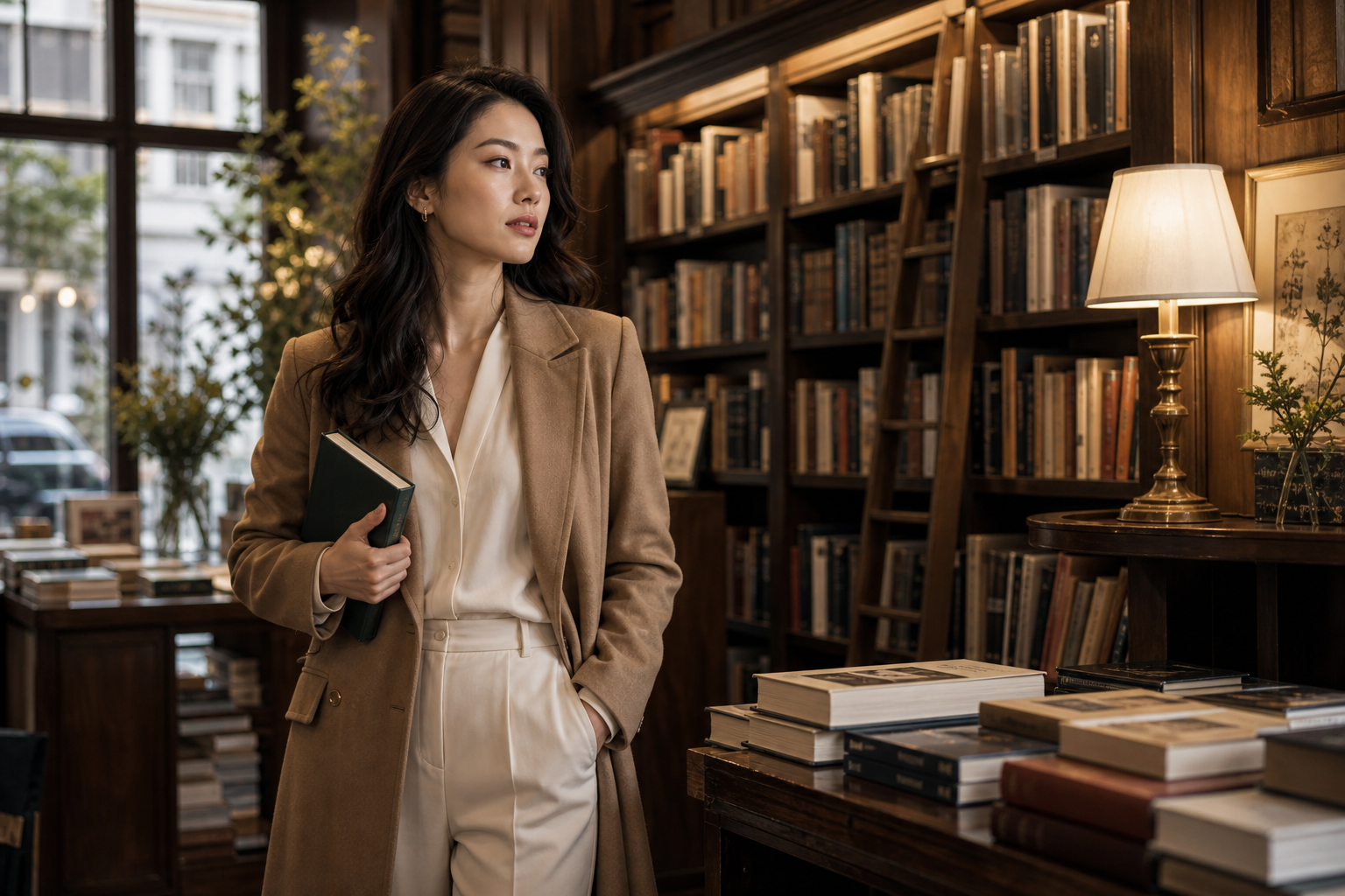Layered bookshop fashion Look